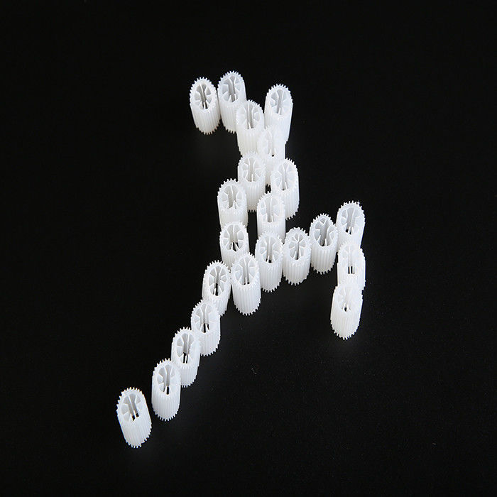 Virgin MBBR Bio Media Kích thước nặng 5 * 10mm Màu trắng Virgin HIPS vật liệu Biocell nhựa